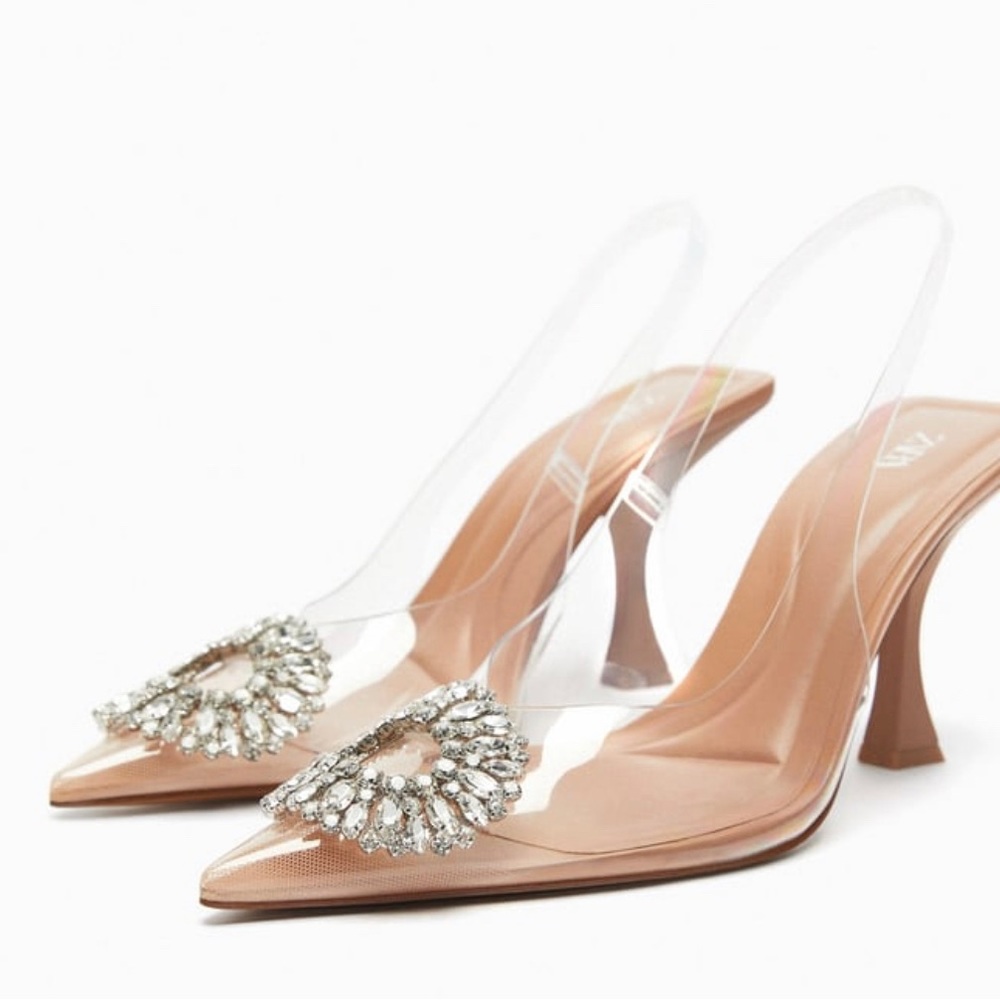 ZARA Embellished Vinyl Heeled Shoes